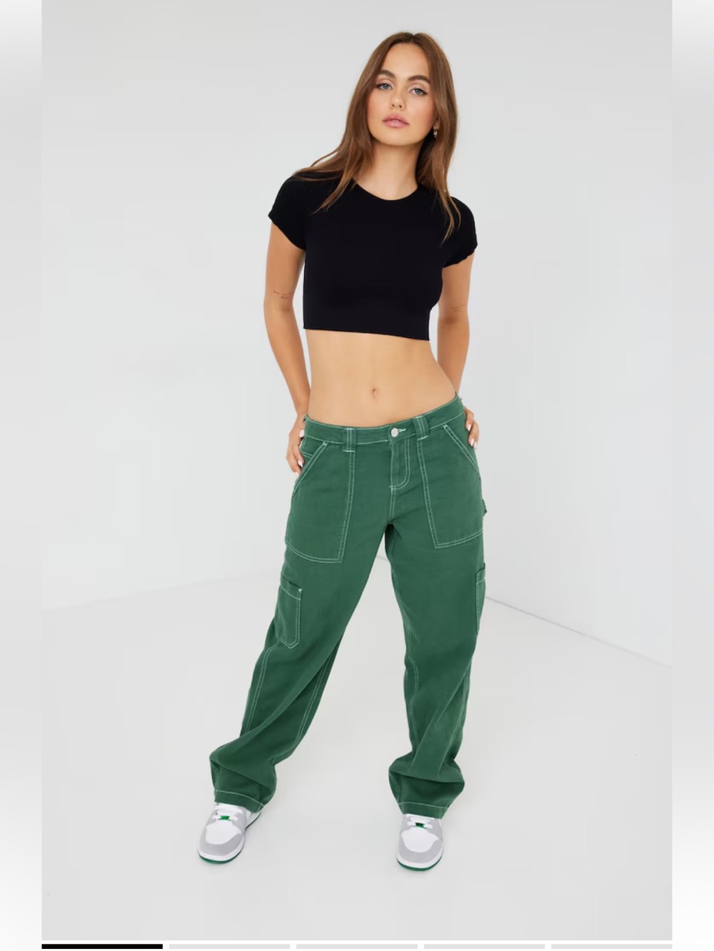 GARAGE Dani Carpenter Pants Green Size 9 pockets Utility Relaxed fit